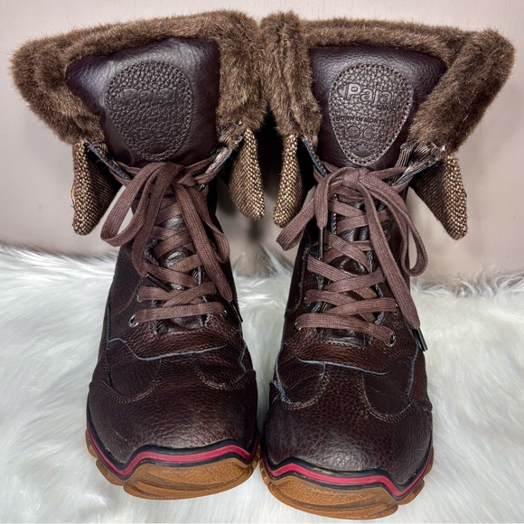 PAJAR Dark Brown Boots Faux Fur Cuff - Picture 2 of 8